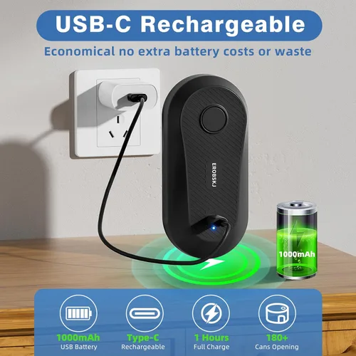 Miniatura 2 de Abrelatas eléctrico, abrelatas recargables para personas mayores y artritis, abrelatas automático de un solo toque, manos libres, borde liso