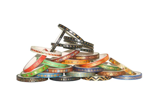 Miniatura 4 de YUBBAEX Juego de 26 rollos de cinta washi india, 0.197 in de ancho, tótem folclórico dorado fino decorativo para diario, álbum de recortes, agenda