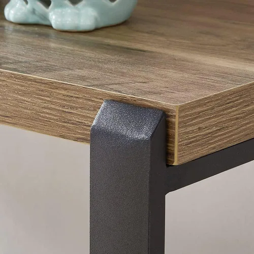 Miniatura 5 de FOLUBAN Estantería de 3 niveles, estantería industrial y estantes para libros, para dormitorio, madera rústica y metal, para oficina, roble