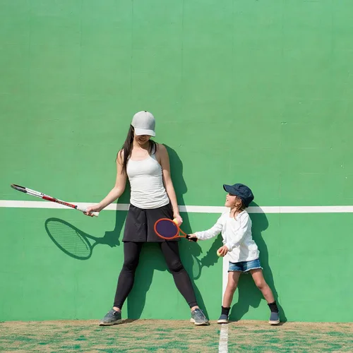 Miniatura 6 de Juego de raquetas de tenis para niños pequeños, mango de esponja, incluye 6 bádminton, 1 pelota de tenis, bolsa y 2 pelotas, aumenta los deportes