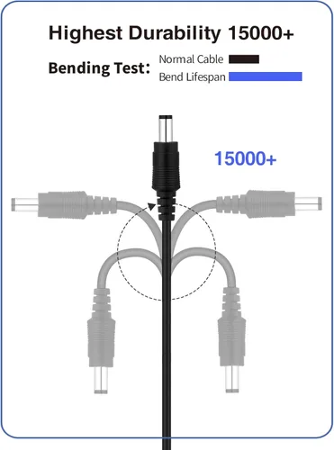 Miniatura 7 de Paquete de 2 cables de extensión de alimentación VOLTKARE de 12 V CC, conectores macho a hembra de 0.217 x 0.083 in, cable adaptador de corriente