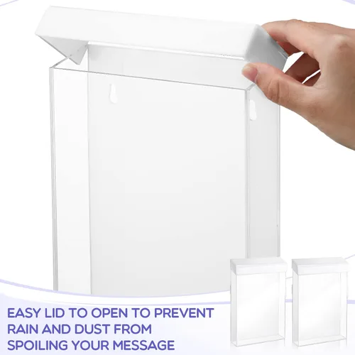 Miniatura 4 de Remerry 2 piezas de acrílico para folletos al aire libre de 6 x 9 pulgadas, caja de literatura transparente para montaje en pared con tapa blanca