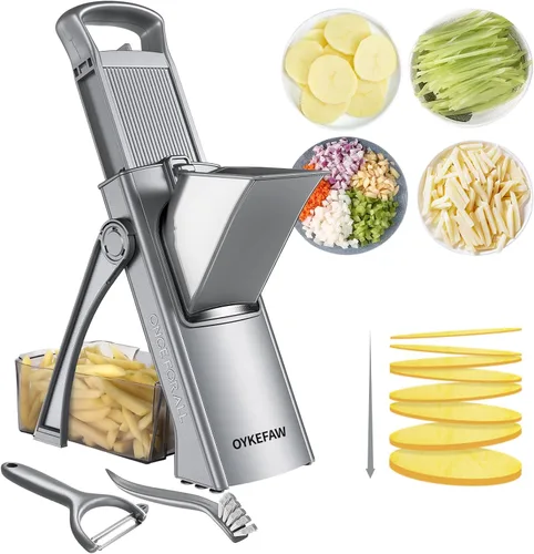 Cortador de mandolina seguro para cocina, 6 en 1 picador de verduras, cortador de papas para papas fritas, cortador de papas, picador de alimentos,