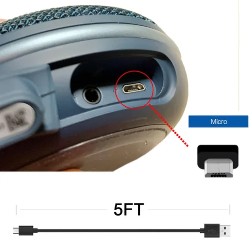 Miniatura 4 de Cable de carga micro USB de repuesto para JBL Clip 3, 2, JBL Flip 4, 3, 2, JBL Charge 3, 2, 2 Plus, cable de carga portátil impermeable para altavoz