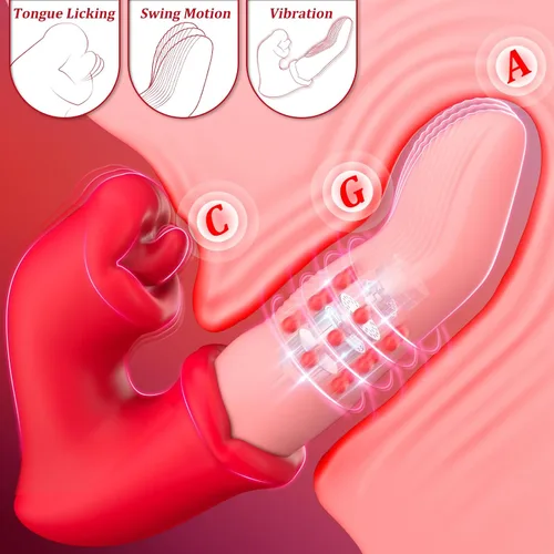 Miniatura 2 de Juguetes sexuales para adultos para mujeres, consolador en forma de dedo con 10 modos de oscilación, lamer y vibración, empuje de anillo deslizante