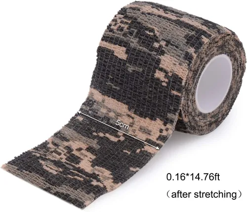 Miniatura 4 de Cinta envolvente autoadhesiva de camuflaje para protección de 5 cm x 4,5 m. Cinta de camuflaje discreta de tela no tejida. Vendaje elástico