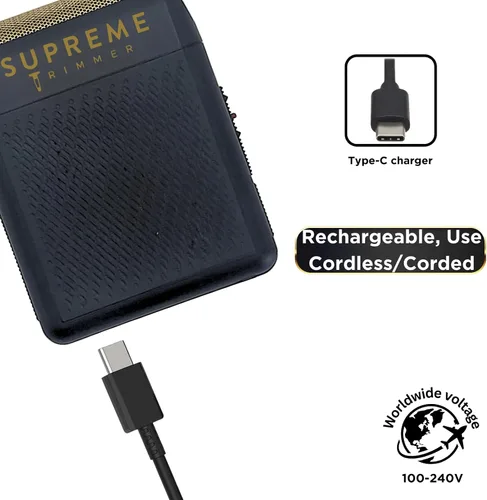 Miniatura 9 de Supreme Trimmer Solo - Afeitadora de una sola lámina para bolsillo Uso inalámbrico de 150 minutos de tiempo de funcionamiento, potente USB-C Mini