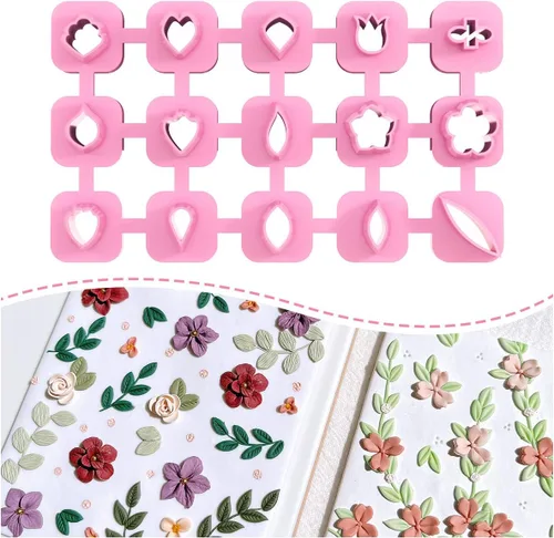 Keoker Mini cortadores de arcilla polimérica – Cortadores de arcilla de polímero de 15 formas para hacer aretes, juego de cortador de aretes de