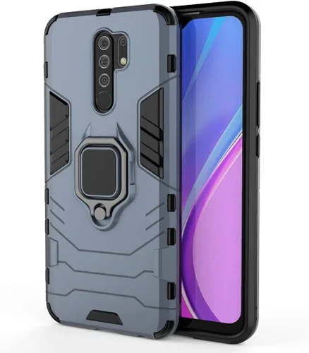 LuluMain Compatible con funda Xiaomi Mi Redmi 9, soporte de anillo de metal, a prueba de golpes, parachoques duro (funciona con soporte magnético