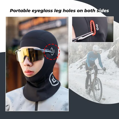 Miniatura 2 de ROCKBROS Pasamontañas para clima frío, forro de casco de motocicleta, gorro de calavera, polaina térmica para el cuello, bufanda de invierno