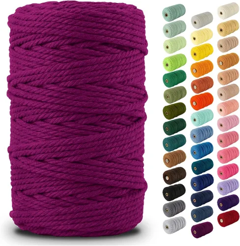Miniatura 111 de Nook Theory - Cuerda de macramé de 3 mm, 220 yardas de cuerda de algodón, hilo de 4 mm y 5 mm, cuerda para manualidades, perfecta para colgantes