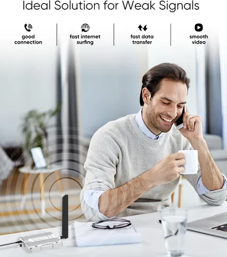 Miniatura 4 de Amplificador de Señal de Teléfono Celular para el Hogar de hasta 3,000 pies cuadrados, Amplificador de Datos de Teléfono Celular para Banda Plateado