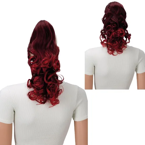 Miniatura 27 de PRETTYSHOP 16 o 20 pulgadas clip para el pelo en extensión cola de caballo 2 en 1 rizada resistente al calor