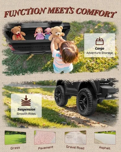 Miniatura 6 de First Ride On 24V 2 Plazas Paseo en Juguetes Chevrolet Silverado con Licencia, Vehículo Eléctrico con Control Remoto y Cinturones de Seguridad, Negro