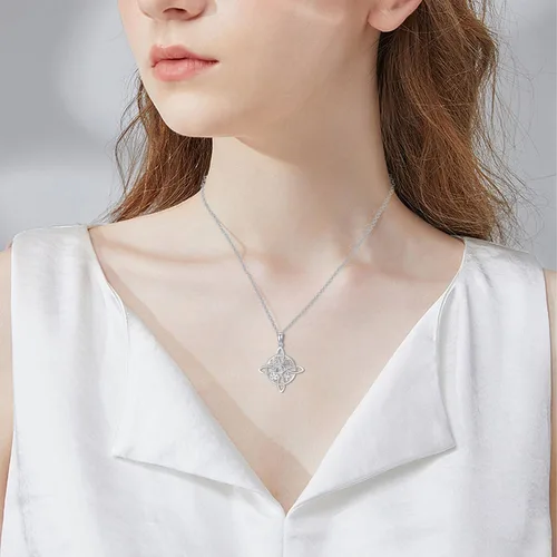Miniatura 81 de YAFEINI Collar con dije de nudo de bruja de plata de ley, amuleto de bruja de cruz celta, regalo para mujer