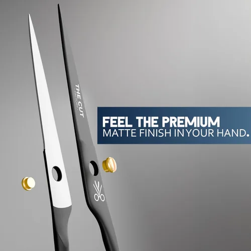Miniatura 4 de The Cut Factory® Tijeras de Cabello de Lujo Negro Mate de 6.5 Pulgadas – Tijeras de Barbero de Acero de Alto Carbono Ultra Afiladas para Hombres