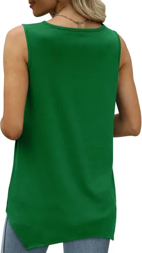 Miniatura 4 de Glanzition Camisetas de verano para mujer, ajuste holgado, cuello en V, holgadas, suaves y sin mangas