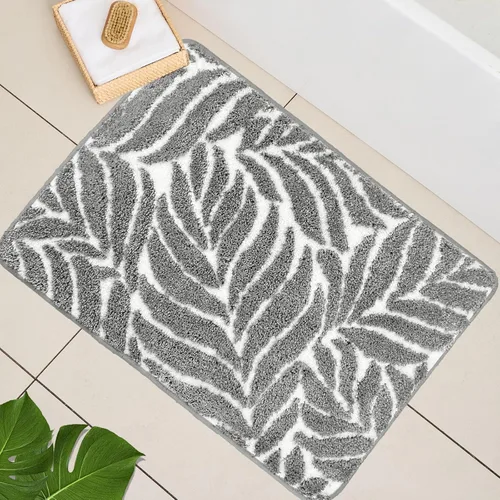 Miniatura 9 de Alfombra de Baño Azul - Alfombra de baño azul oscuro pequeña con hojas tropicales, antideslizante, lavable, para suelo de baño, bonita alfombra