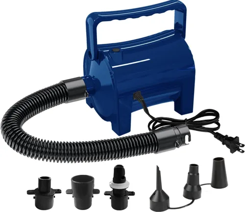 Bomba de aire eléctrica Artigarden portátil de 460W, bomba de aire de llenado rápido de 45CFM 2.1PSI con manguera, 5 boquillas, bomba Azul océano