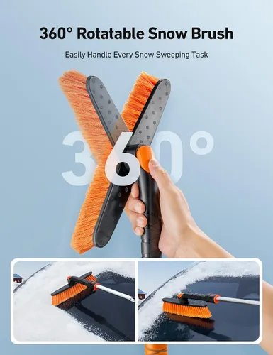 Miniatura 4 de AstroAI Kit de raspador de hielo y pala de nieve de 2 pulgadas, raspadores de hielo de 47.2 pulgadas para parabrisas de automóvil y cepillo de nieve