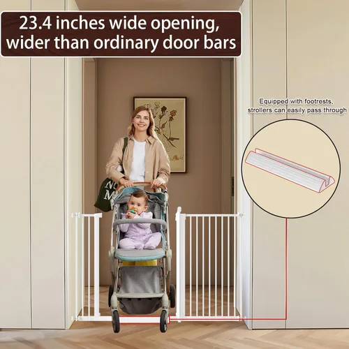 Miniatura 3 de DEARBB Puerta extra ancha para bebé, espacio ultra estrecho de 30.11 a 77.36 pulgadas, montado a presión, doble cerradura, cierre automático, puerta