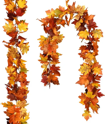 Miniatura 12 de DearHouse - Guirnalda de hojas de arce, 2 unidades, 5.9 pies la unidad, vid para colgar, guirnalda artificial para el otoño, ramaje para decorar
