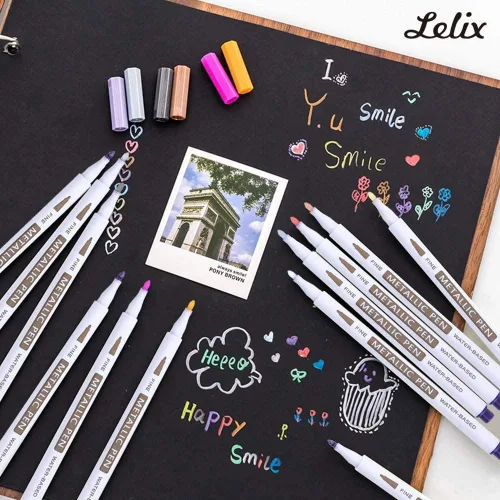 Miniatura 5 de Lelix - Rotuladores metálicos de 20 colores, punta fina para álbum de fotos de bricolaje, papel negro, fabricación de tarjetas, pintura de arte