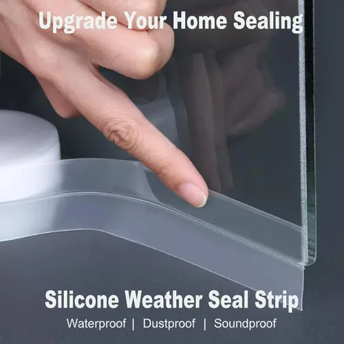 Miniatura 5 de 49 pies de cinta de sellado para clima transparente, sello de puerta, cinta adhesiva para evitar corrientes de aire para puertas, cinta de sellado