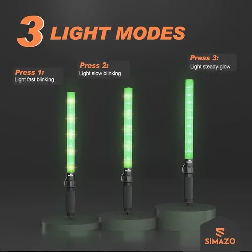 Miniatura 4 de 4 Piezas Varita de Tráfico de Señal de 21 Pulgadas con 3 Modos Intermitentes y 6 Luces LED, Bastón de Seguridad de Tráfico con Clip Lateral