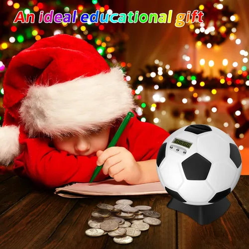 Miniatura 4 de MOMMED Alcancía para niños, alcancía digital, alcancía de pelota de fútbol, regalos de fútbol para niños, alcancía de monedas con aspecto de balón