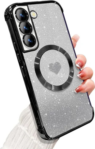 Miniatura 11 de ZONRW Funda magnética para Samsung Galaxy S22 Plus, para mujeres y niñas, chapado de lujo suave, con purpurina degradada, lindo corazón, compatible