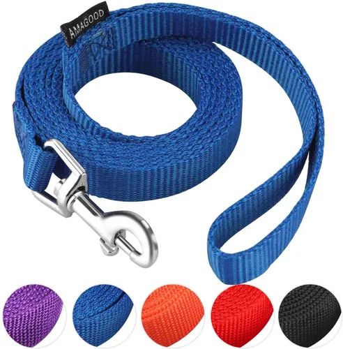 Miniatura 65 de AMAGOOD 6 pies de correas para cachorros/perros, correa de estilo tradicional resistente con gancho de cuello fácil de usar, correa para perros Negro