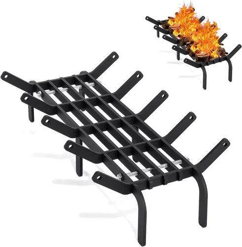 Miniatura 6 de Rejilla para chimenea, rejilla de chimenea de 16 pulgadas, resistente de acero de alto carbono, para interiores y exteriores, para estufa de leña