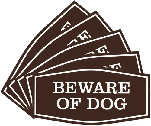 Miniatura 17 de All Quality Fancy Beware of Dog Letrero Material duradero Señales de seguridad para el hogar Fácil de instalar (negro/oro), mediano, 1 paquete