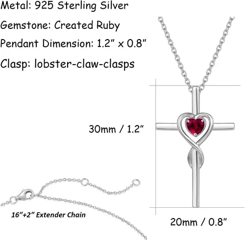 Miniatura 3 de FANCIME Collar de cruz de piedra natal para mujer, collar de piedra natal, collar con colgante de cruz infinita, joyería fina, regalo de Navidad