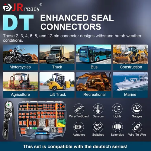 Miniatura 2 de JRready DW5007-03 Kit de conectores Deutsch,Conector DT 2 pines,3 4 6 8 12 pines gris IP68 conectores de cable eléctrico impermeables