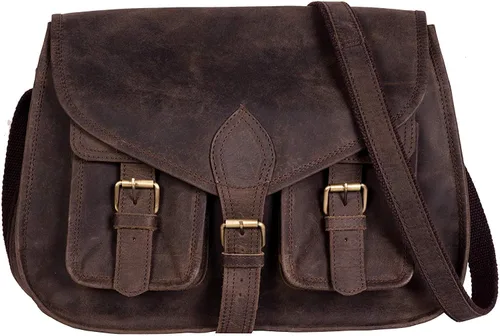 Bolso KPL para mujer, de 14 pulgadas, de piel, bolso para colgar al hombro o cruzado, bolso para chica, bolso de viaje, de piel auténtica