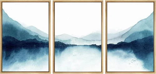 Miniatura 69 de SIGNWIN Lienzo enmarcado para pared, juego de arte sereno de pantanos con humedales verdes e ilustraciones de agua tranquila, arte moderno