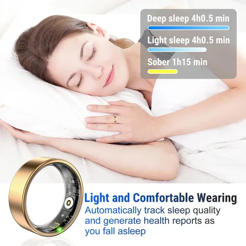Miniatura 5 de Smart Ring Fitness Tracker for Women & Men, Heart Rate, Blood Oxygen, Blood Pressure, Sleep & Step Monitor, IP68 Waterproof Health Ring, Compatible