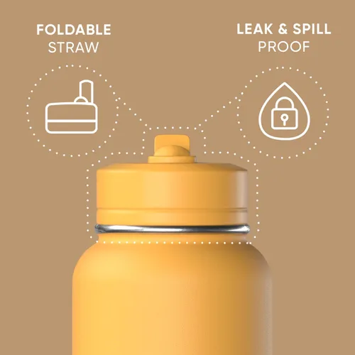 Miniatura 2 de Hydrapeak Botella de agua deportiva aislada de 32 onzas con tapa con popote, a prueba de fugas y derrames, mantiene las bebidas frías durante 24
