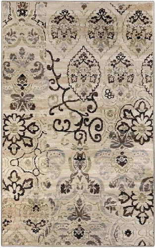 Superior Indoor Area Rug, Jute Backed, Perfect for Entryway, Office, Living/Dining Room, Bedroom, Kitchen, Hardwood Floor, Modern Floral Decor, Beige
