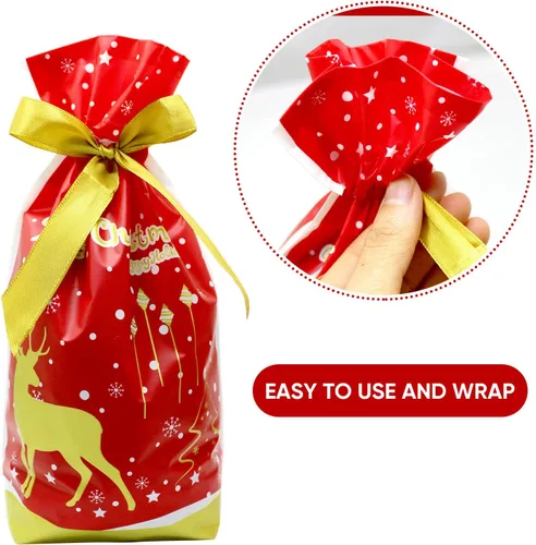 Miniatura 5 de GP Life - 50 bolsas de Navidad con cordón, bolsas de dulces de Navidad, bolsas de dulces para regalos de fiesta de Navidad