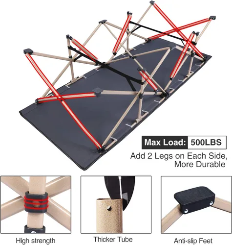 Miniatura 5 de REDCAMP Catres de Campamento de Tamaño Grande para Adultos 500lbs, 33.5'' Catres para Dormir Extra Anchos y Altos Resistentes, Catres XL Portátiles