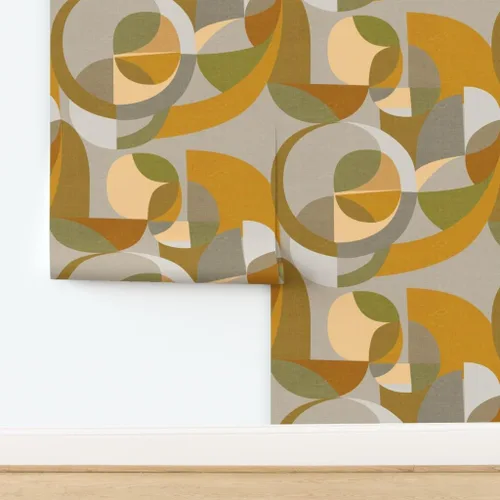 Miniatura 4 de Spoonflower Removable Wallpaper Swatch - Modern Circles Geometric Abstract Mod Minimalist Scandinavia Mid Custom Pre-Pasted Wallpaper