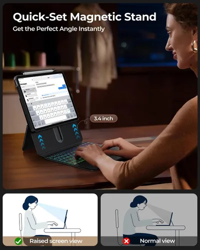 Miniatura 6 de Blosomeet Magnetic iPad A16 11th/10th Generation Case with Keyboard, Clear Splitfolio Detachable Cover, Up-Down Liftable, Adjustable Stand, 7