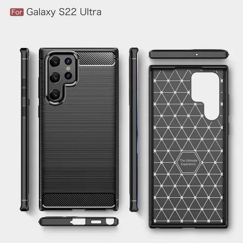 Miniatura 8 de Funda para Samsung Galaxy S22 Ultra - Textura de fibra de carbono, antiarañazos, absorción de golpes (negro)