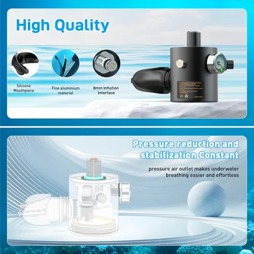 Miniatura 5 de Mini tanque de buceo con máscara de esnórquel 0.5L, tanque de buceo inflable con máscara de cara completa, botella de reserva Pony, tanque de aire