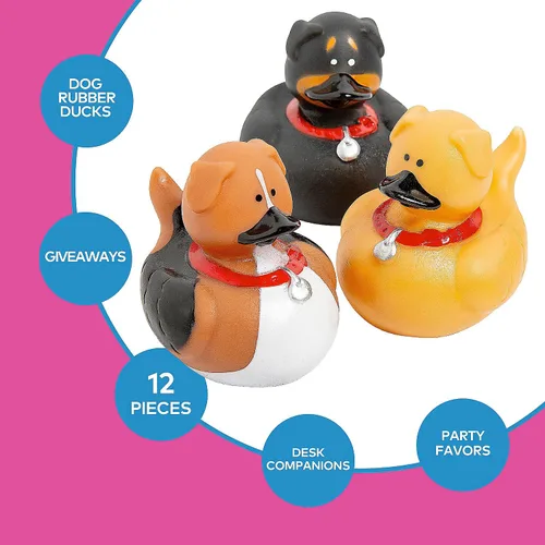 Miniatura 3 de Fun Express Paquete de 12 mini patos de goma para perros, lindos patos de goma para fiestas de cumpleaños de niños, juguetes de caja del tesoro