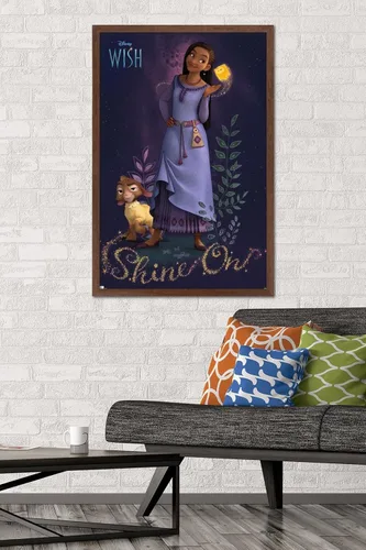 Miniatura 2 de Trends International Disney Wish - Póster de pared Asha, 22.37 x 34.00 pulgadas, versión enmarcada de caoba
