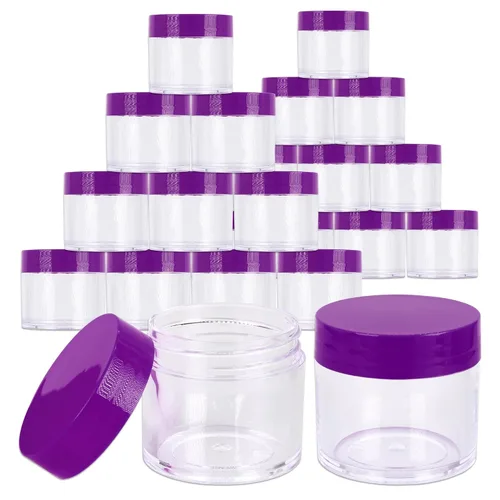 Miniatura 36 de Beauticom 1.06 oz/1.0 fl oz (1 fl. oz.) Tarros de plástico transparente de doble pared a prueba de fugas con tapas superiores planas para cremas, Oro